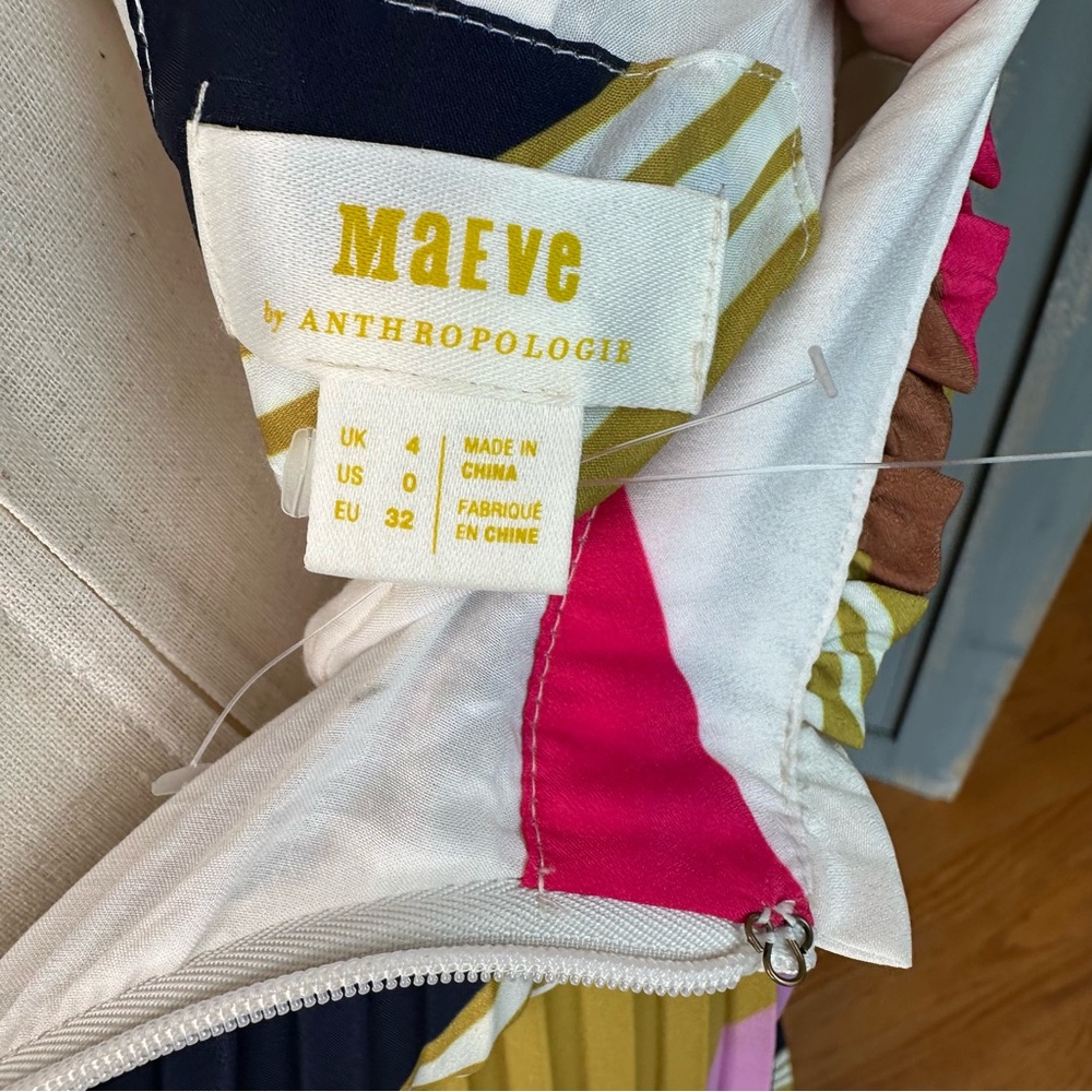 Pleated Chevron Midi Skirt in Multicolor Stripe - Picture 10 of 14